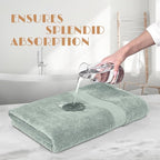 White Classic Green Bath Towels 27x54 Inch, Cotton Towel Set - Image 5