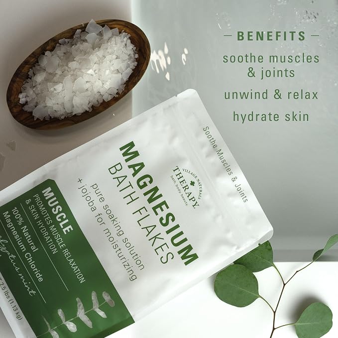 Village Naturals Therapy Muscle Magnesium Bath Flakes, Eucalyptus, Mint & - Image 4