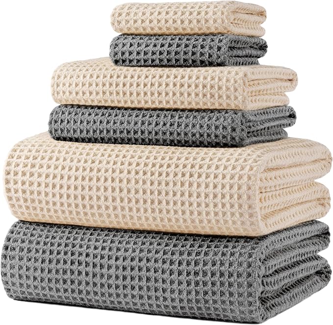 POLYTE 430 GSM Microfiber Quick Dry Lint Free Oversize Bath Towel Set, 6 Piece by Polyte