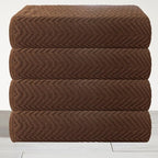 CASA COPENHAGEN EcoWave 4Pcs 100% Cotton Large Designer Towels Gift Set- Toffee - Image 2