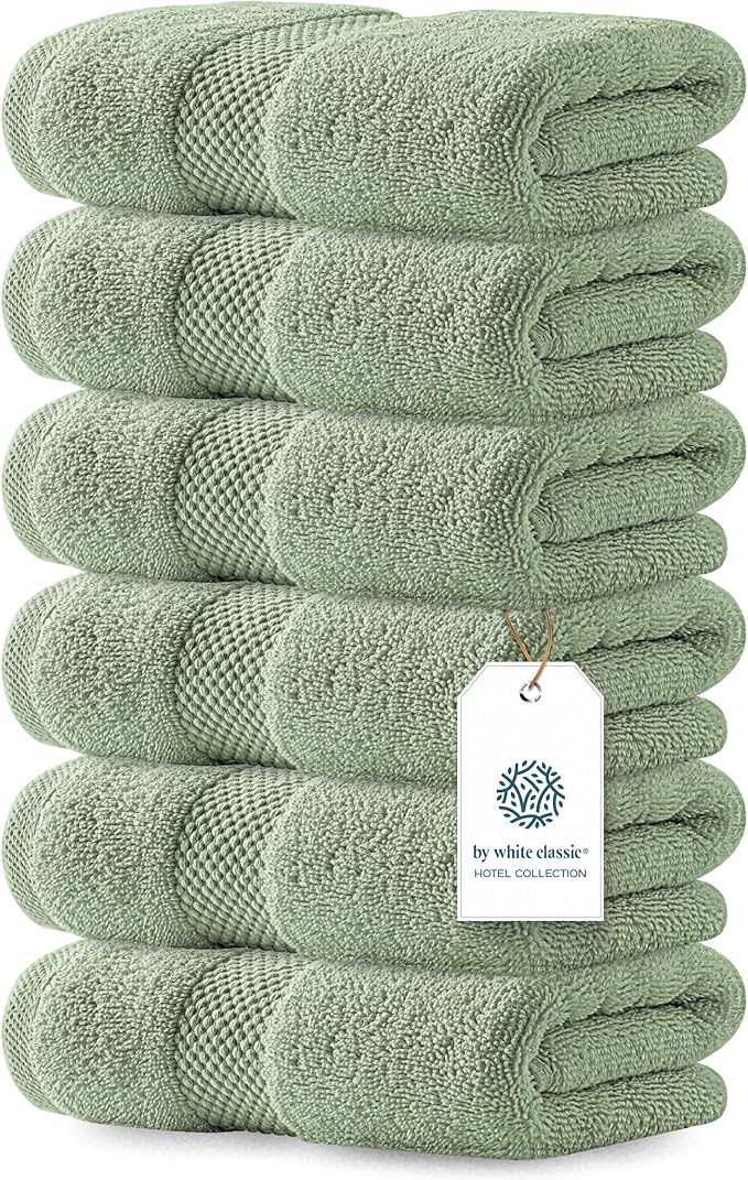 White Classic Luxury Light Green Hand Towels by WhiteClassic