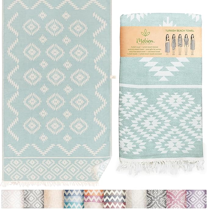 Turkish Beach Towel – 100% Cotton, Quick Dry, Lightweight, Oversized Beach Towel by MEBIENTOUCHEDELANATURE