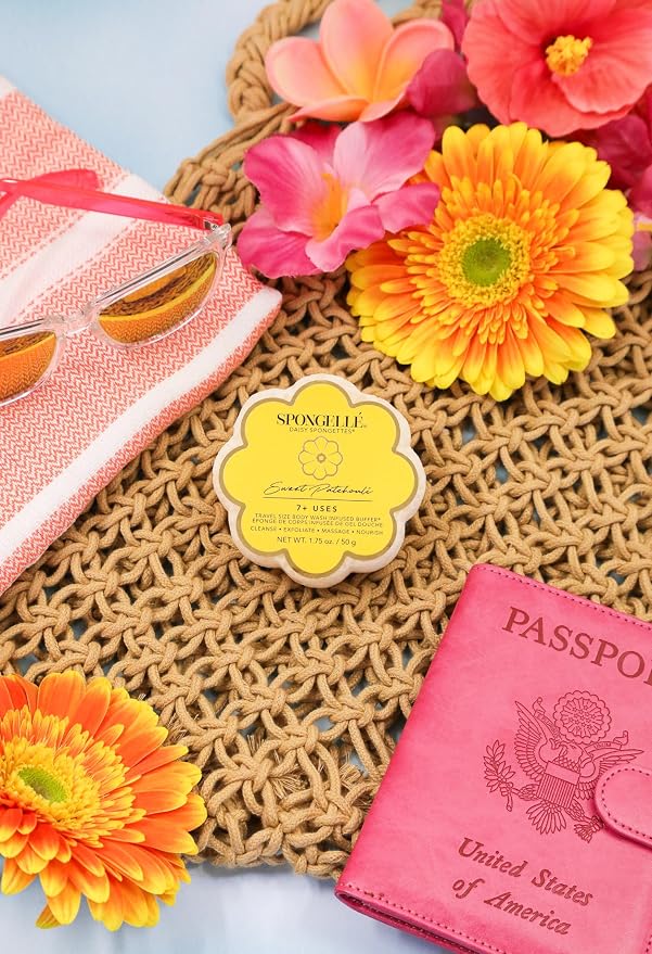 Spongellé Sweet Patchouli Daisy Spongette Bath Sponge | Built-in Body Wash & - Image 2