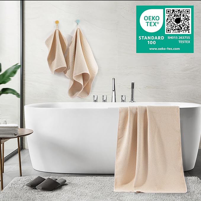 POLYTE 430 GSM Microfiber Quick Dry Lint Free Oversize Bath Towel Set, 6 Piece - Image 3