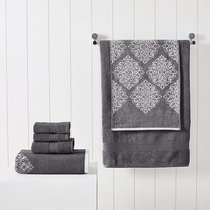 Modern Threads 6 Piece Reversible Yarn Dyed Jacquard Towel Set Artesia Damask - Image 2