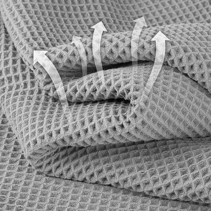 Microfiber Waffle Bath Towels, 4 Pieces, Fast Drying, Lint Free 430 GSM - Image 2