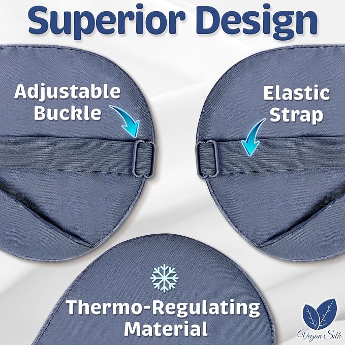 Sleep Mask - Navy Gray, 100% Viscose Derived from Bamboo - Lightweight Eye Mask - Image 5