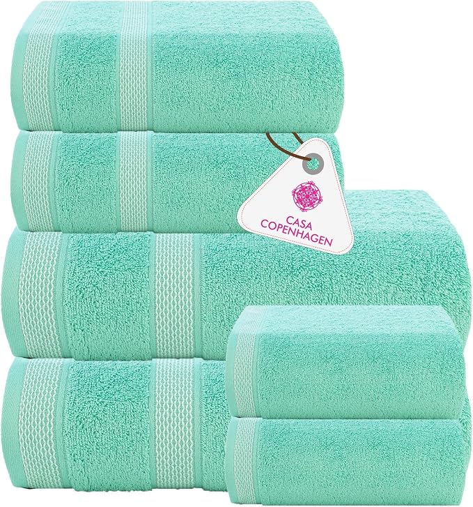 CASA COPENHAGEN Solitaire 6Pcs 100% Egyptian Cotton Large Designer Towels Gift by CASACOPENHAGEN