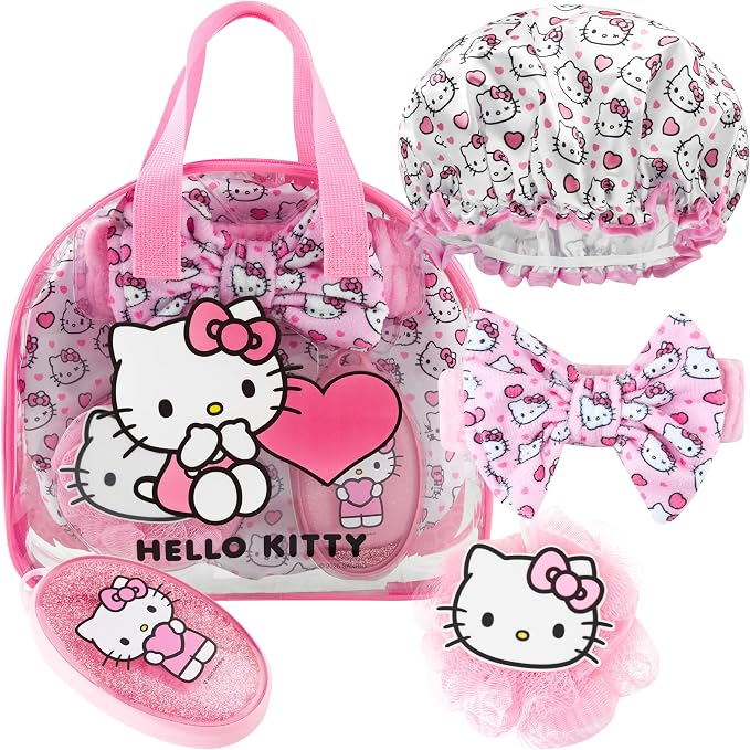 Hello Kitty Sanrio Shower Accessories Set, Kawaii Toiletry Bag by GetTrend