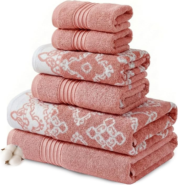 Modern Threads Charlize 6-Piece 100% Cotton Towel Set – Reversible Yarn Dyed by ModernThreads