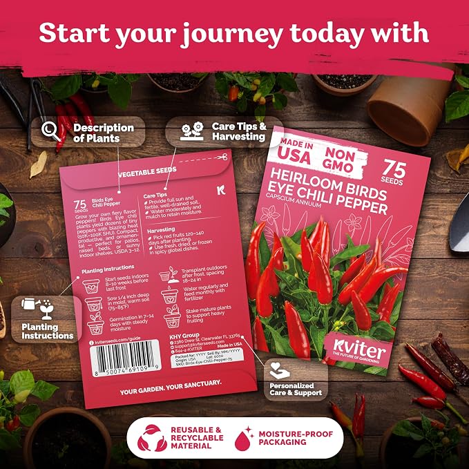 KVITER 75 Birds Eye Chili Pepper Seeds - Image 2