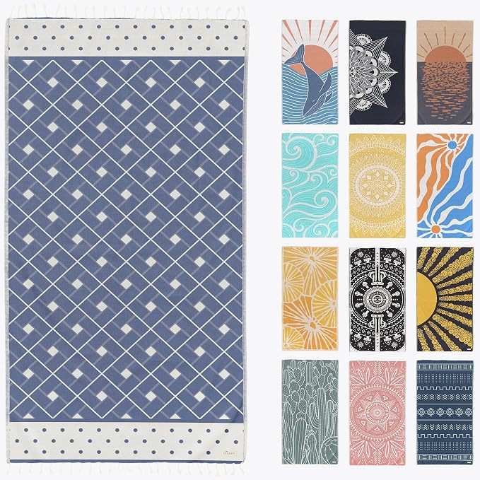 FESHKA Sand Free Turkish Beach Towel Quick Dry Bath Towel, Oversized Beach by FESHKA