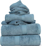 SUPERIOR Solid Egyptian Cotton Towel Set, Washcloths 13” x 13”, Hand Towels 20” - Image 2