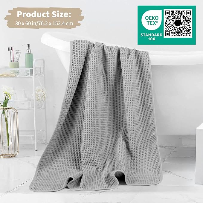 MICROFI New Microfiber Waffle Bath Towels, 2 Pieces, Fast Drying, Lint Free 430 - Image 5