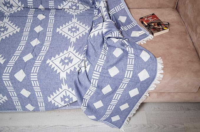 Bersuse 100% Cotton Belize XL Throw Blanket Turkish Towel Beach Blanket - Image 3