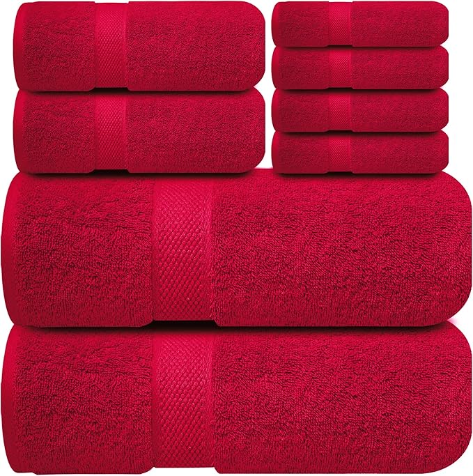 Infinitee Xclusives Luxury 100% Cotton Towel Set – 8 Piece Bathroom Towel Set – - Image 8