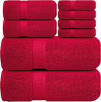 Infinitee Xclusives Luxury 100% Cotton Towel Set – 8 Piece Bathroom Towel Set – - Image 8