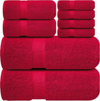 Infinitee Xclusives Luxury 100% Cotton Towel Set – 8 Piece Bathroom Towel Set – by InfiniteeXclusives