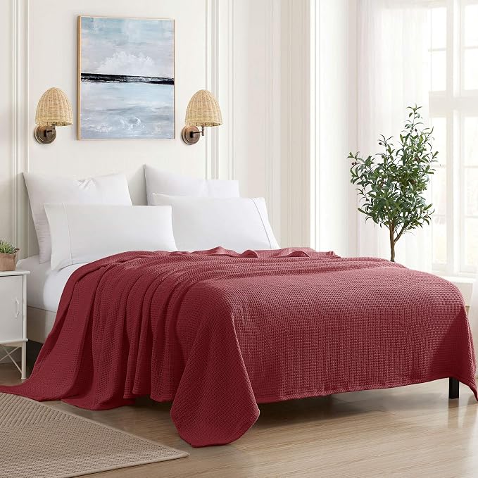 Sweet Home Collection 100% Fine Cotton Blanket Luxurious Basket Weave Stylish by SweetHomeCollection