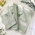 3 Pcs Eucalyptus Leaves Bathroom Towel Set Farmhouse Embroidered Eucalyptus - Image 6
