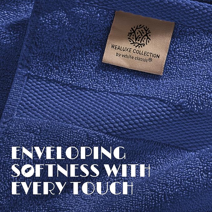 White Classic Navy Blue Hand Towels - Image 3