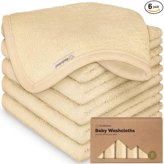6-Pack Baby Washcloths – Soft Absorbent Viscose from Bamboo Washcloths by KeaBabies