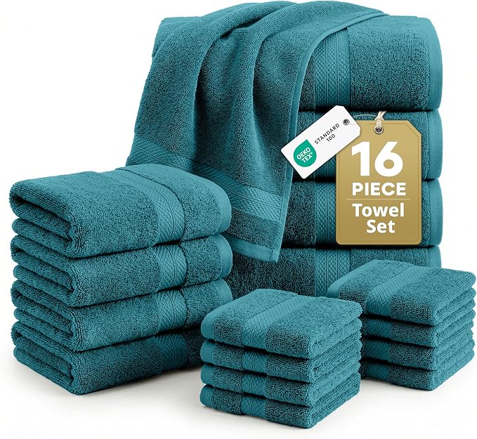 LANE LINEN Luxury Cotton Bath Towel Set of 16 by LaneLinen