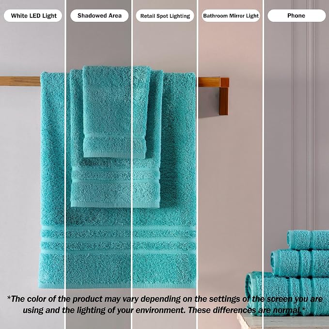 Hawmam Linen Teal Turquoise 6 Piece Bath Towels Set - Image 3