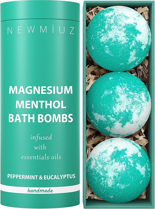 Magnesium Menthol Fizzing Bath Bomb Eucalyptus Peppermint Epsom Salt Refreshing by NewMiuz