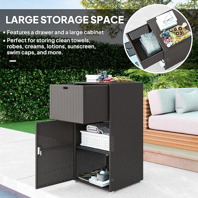 Outsunny Outdoor Towel Rack & Pool Storage Cabinet/Hot Tub Accessory Storage - Image 4
