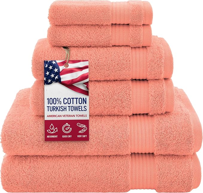 American Veteran Towel, 100% Cotton Turkish 6 Piece Towel Set, Luxury Towels by AmericanVeteranTowel