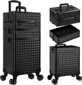 3 in 1 Rolling Makeup Train Case Professional Large Cosmetic Trolley by Unknown