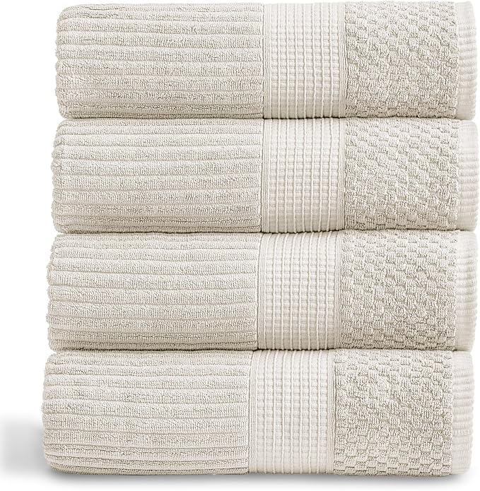 Springtree Home 100% Cotton Bath Towel Set of 4 | Super Soft & Absorbent by SpringtreeHome