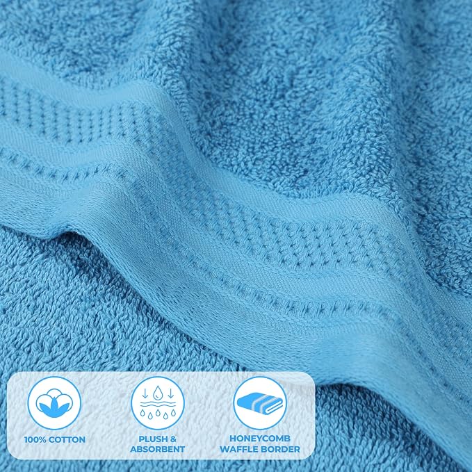 Superior Honeycomb 100% Cotton 500 GSM 12 Piece Bath Towel Set, 6 Washcloths - Image 4
