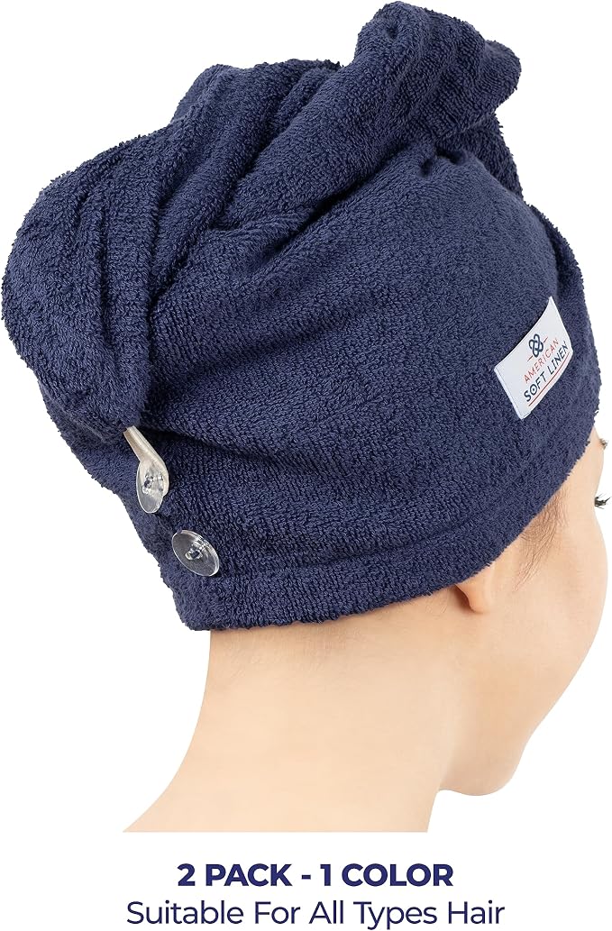 American Soft Linen 100% Cotton Hair Towels - Image 3