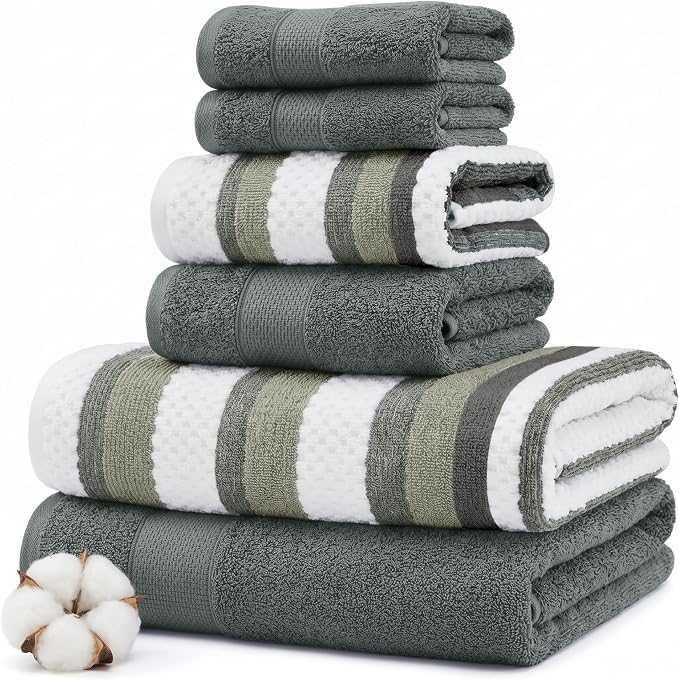 Modern Threads Pax 6-Piece Reversible Yarn Dyed Jacquard Towel Set by ModernThreads