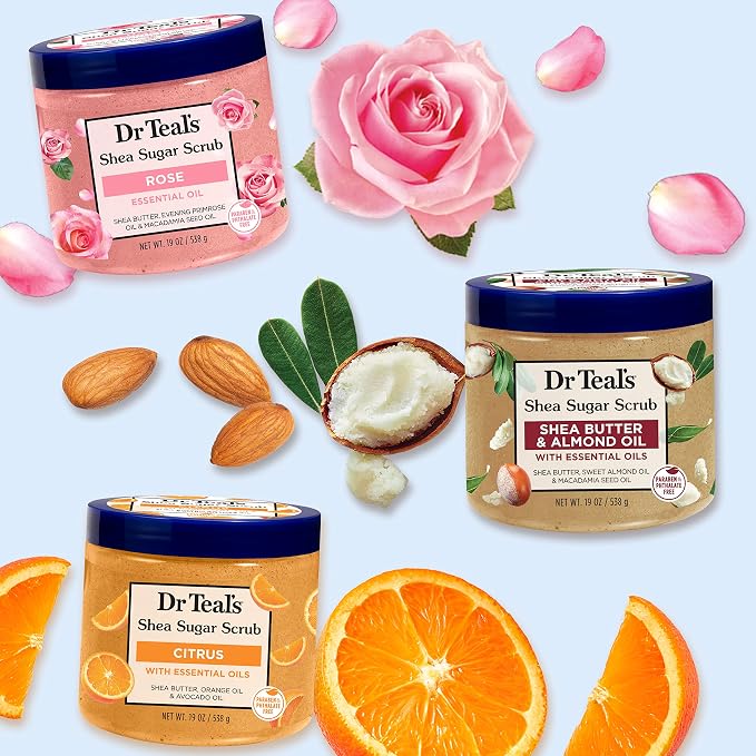 Dr Teal's Shea Sugar Scrub Trial Pack, Shea Butter, Citrus 19 oz - Image 6