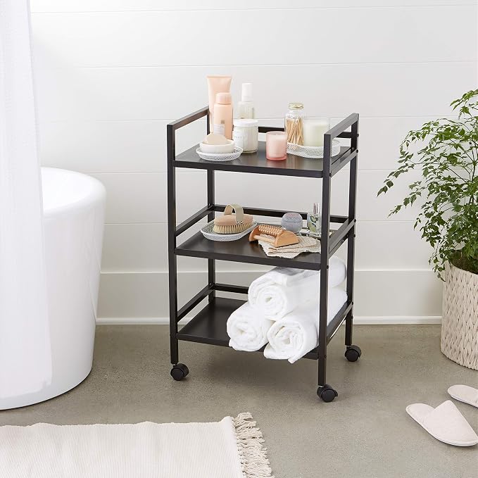 Amazon Basics 3-Tier Metal Rolling Utility Cart, Storage Organizer, Mobile - Image 9