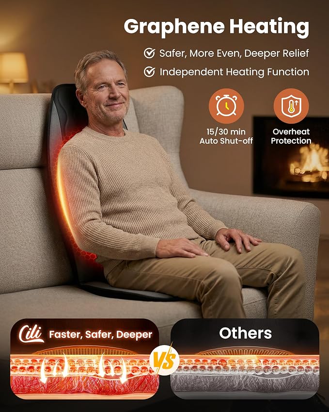 CILI Vibration Massage Chair Pad, Quiet Back Massager - Image 3