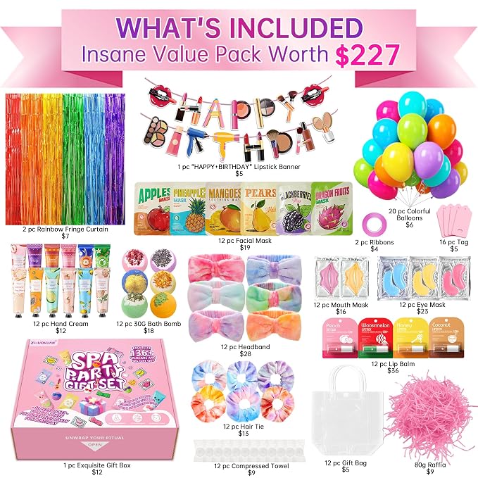 159Pcs Spa Party Supplies Set–12 Complete Spa Kits - Image 2