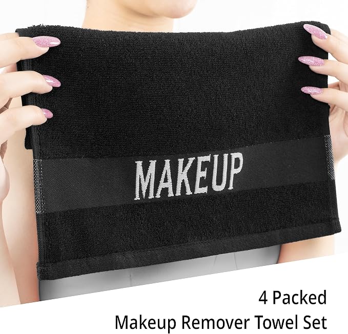 Cotton Paradise Makeup Remover Towels 4 Pack 100% Cotton 12x12 Inch Turkish - Image 4