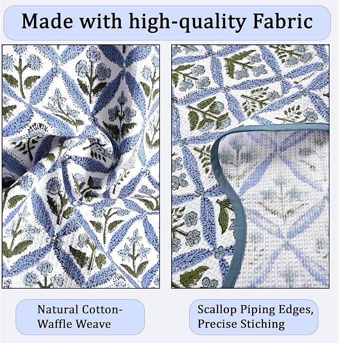 Ridhi Block Print Light Steel Blue Cotton Spa/Beach Towel 27"x54" Set of 2 - Image 6