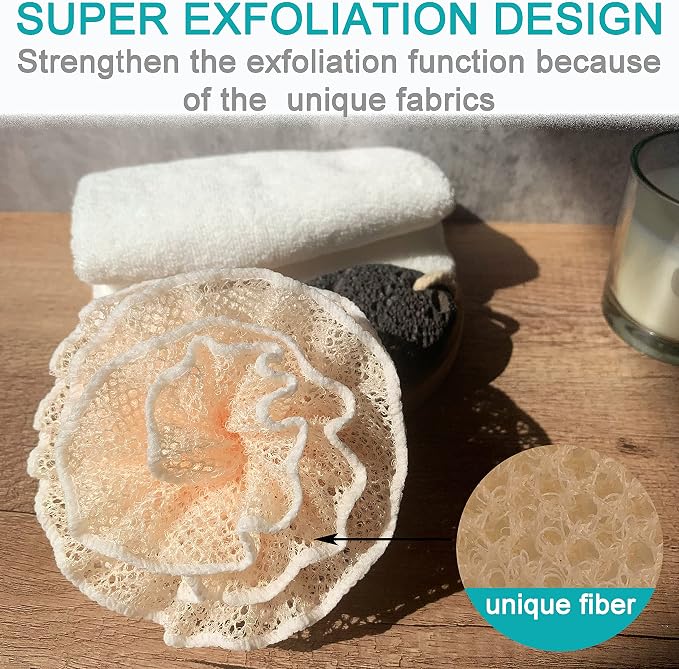 Super Exfoliating Home Spa Weave Loofah Shower Sponge Pouf Mesh Brush - Image 2