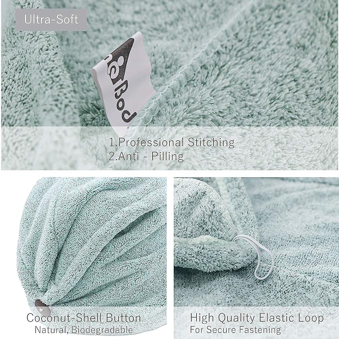 myHomeBody Hair Towel Wrap, Luxury Quick Drying Turban, Ultra Soft Absorbent - Image 5