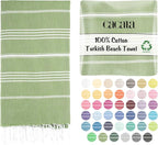 Cacala Lightweight and Thin Turkish Beach Towel 100% Cotton Sand-Free and by Cacala