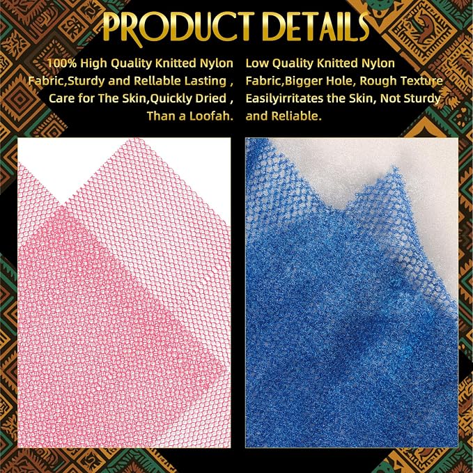 UJFQBH 3 Pieces African Bath Sponge African Net Long Net Bath Sponge - Image 4