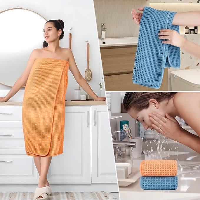 POLYTE 430 GSM Microfiber Quick Dry Lint Free Oversize Bath Towel Set, 6 Piece - Image 6