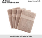 LANE LINEN 100% Pure Cotton Bath Sheets 4 Pack - Image 5