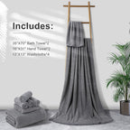 8-Piece Gray Bath Towel Set, 2 Extra Large Bath Towel Sheets, 2 Hand Towels and - Image 6