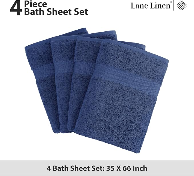 LANE LINEN 100% Cotton Bath Sheets 4 Pack - Image 5